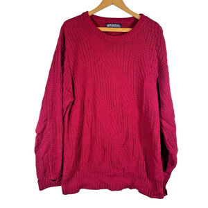 Vintage Sweater Large Mens Chunky Knit Oversized Fisherman Core Red USA Puritan